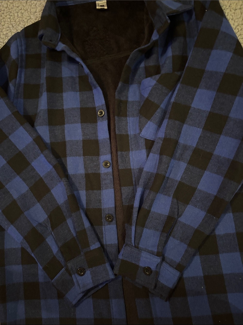 NWOT Ochenta Lined Blue & Black Buffalo Plaid shirt shacket